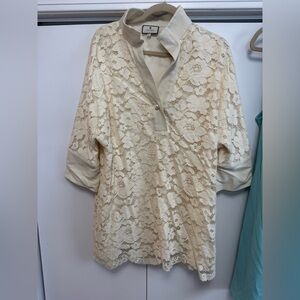 Tuckernuck Lace Willow Blouse in Ivory Size XL